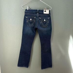 NWOT True Religion Becky Womens Size 24 Bling Blue Denim Jeans Button Pocket